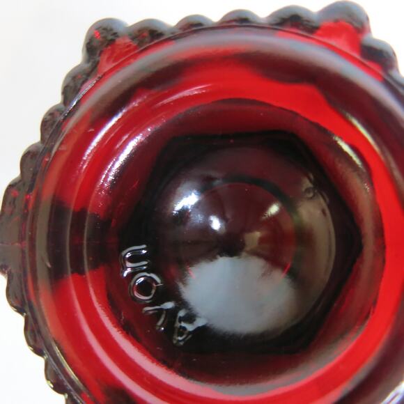AVON Cape Cod Ruby Red Glass Set 2 Pitchers Strawberry Candle Vintage Cranberry - Picture 6 of 13
